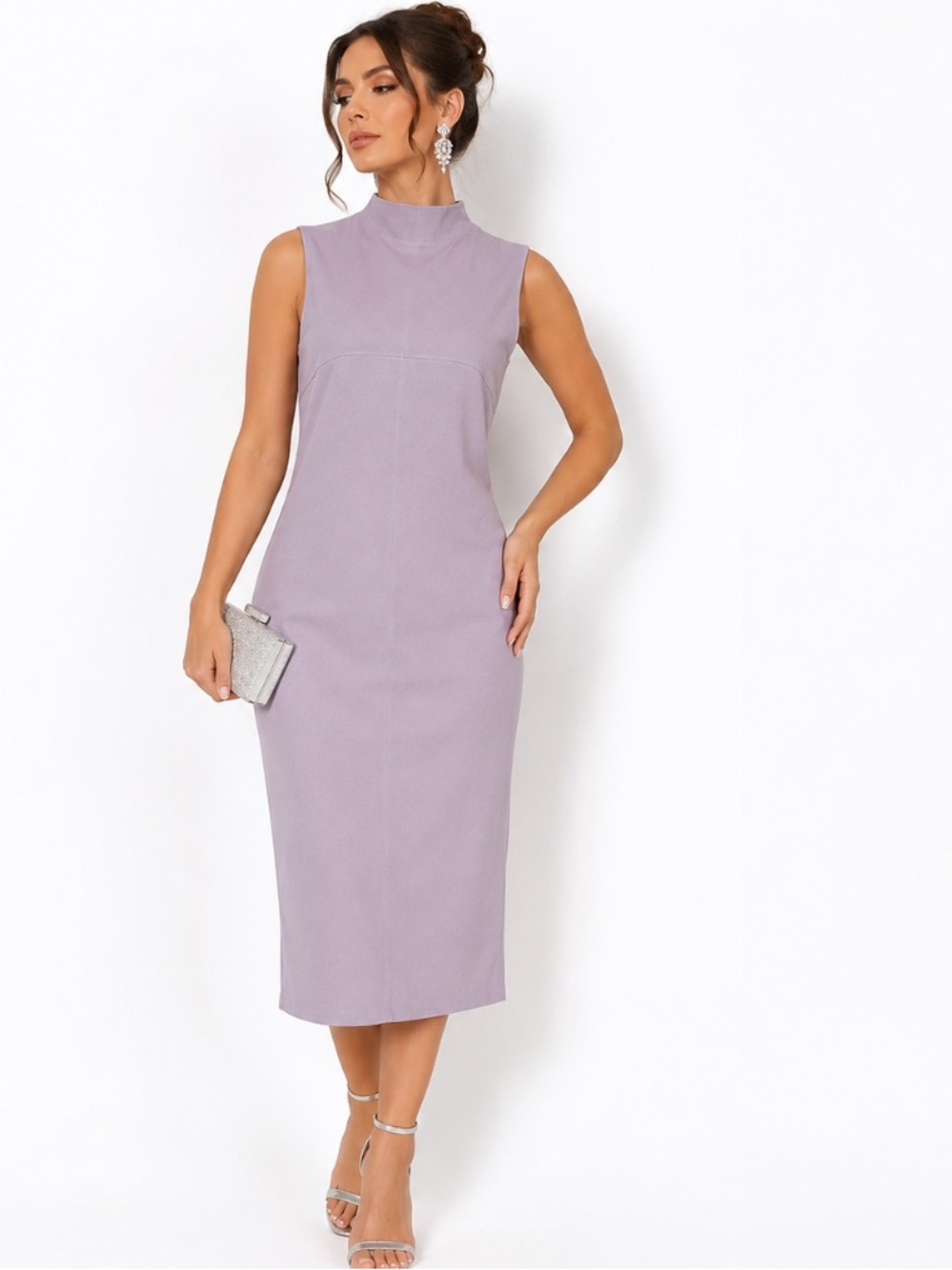 Laurel Lavender Purple Angora Wool Blend Coquette Romantic Midi Dress Sz. 38=6/8